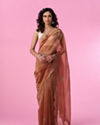 Elegant Rust Red Tissue Saree